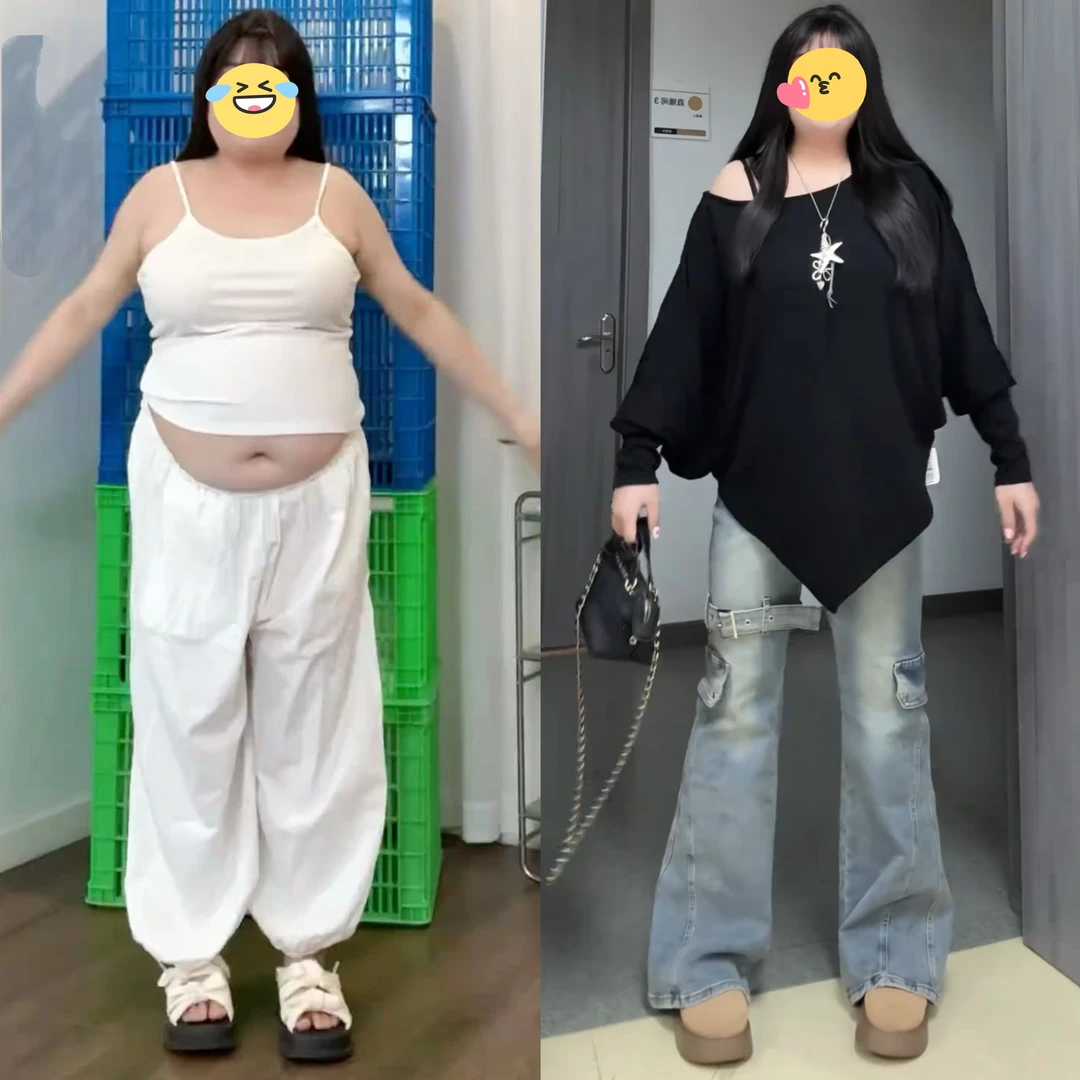 大码胖MM韩系慵懒风斜肩长袖T恤女秋设计感不规则露肩遮肉上衣秋