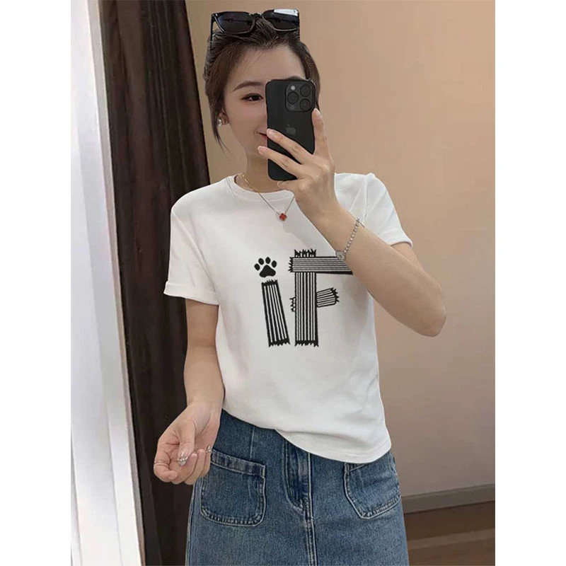 磨毛正肩短袖t恤女上衣百搭显瘦加厚款内搭打底衫2025春夏秋冬季