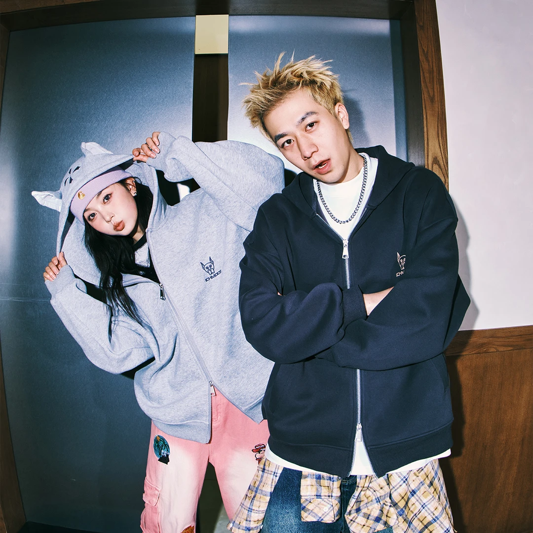 lemanism潮牌卡通杜宾犬耳朵开衫卫衣男连帽2025春季情侣款外套女