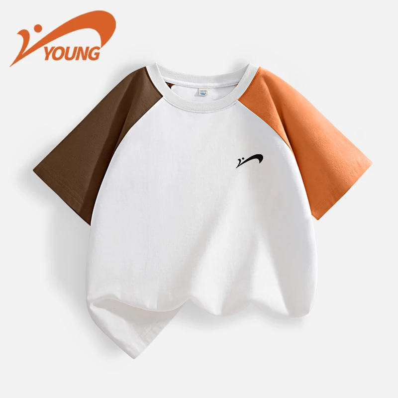 贵人鸟童装儿童撞色T恤夏季薄款圆领纯棉内搭青少年插肩短袖上衣