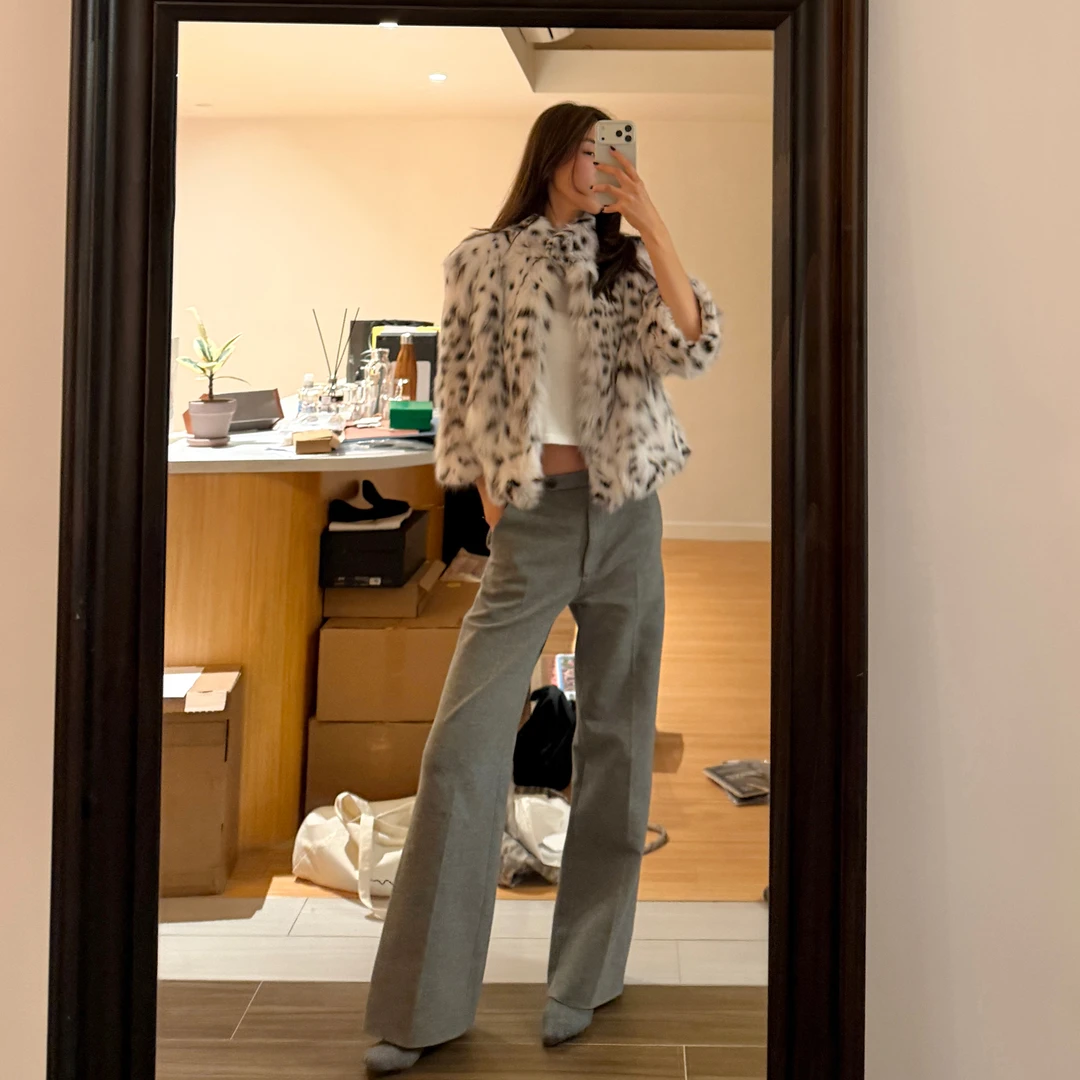 ROMI STUDIO“洒脱有型”锦氨混纺立体缝线直身灰西裤 RWCWXG6747