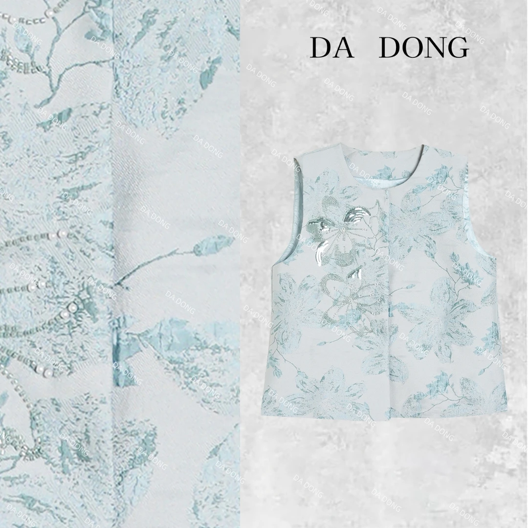 花影绣珠--新中式春秋新款小众设计时尚复古串珠刺绣提花休闲马甲