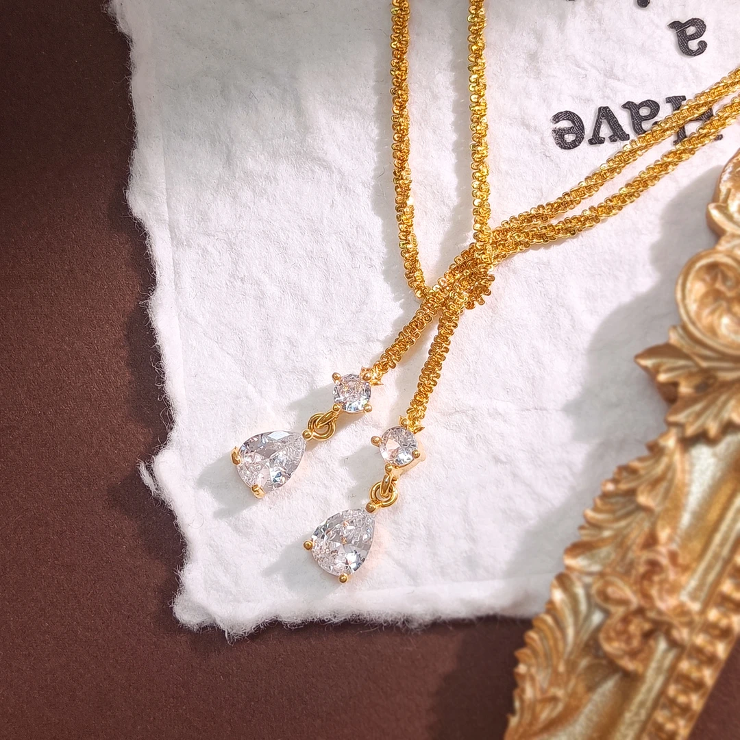 铜合金合成锆石项链 WGS-001965【人鱼之泪】项链简约欧美时尚经典