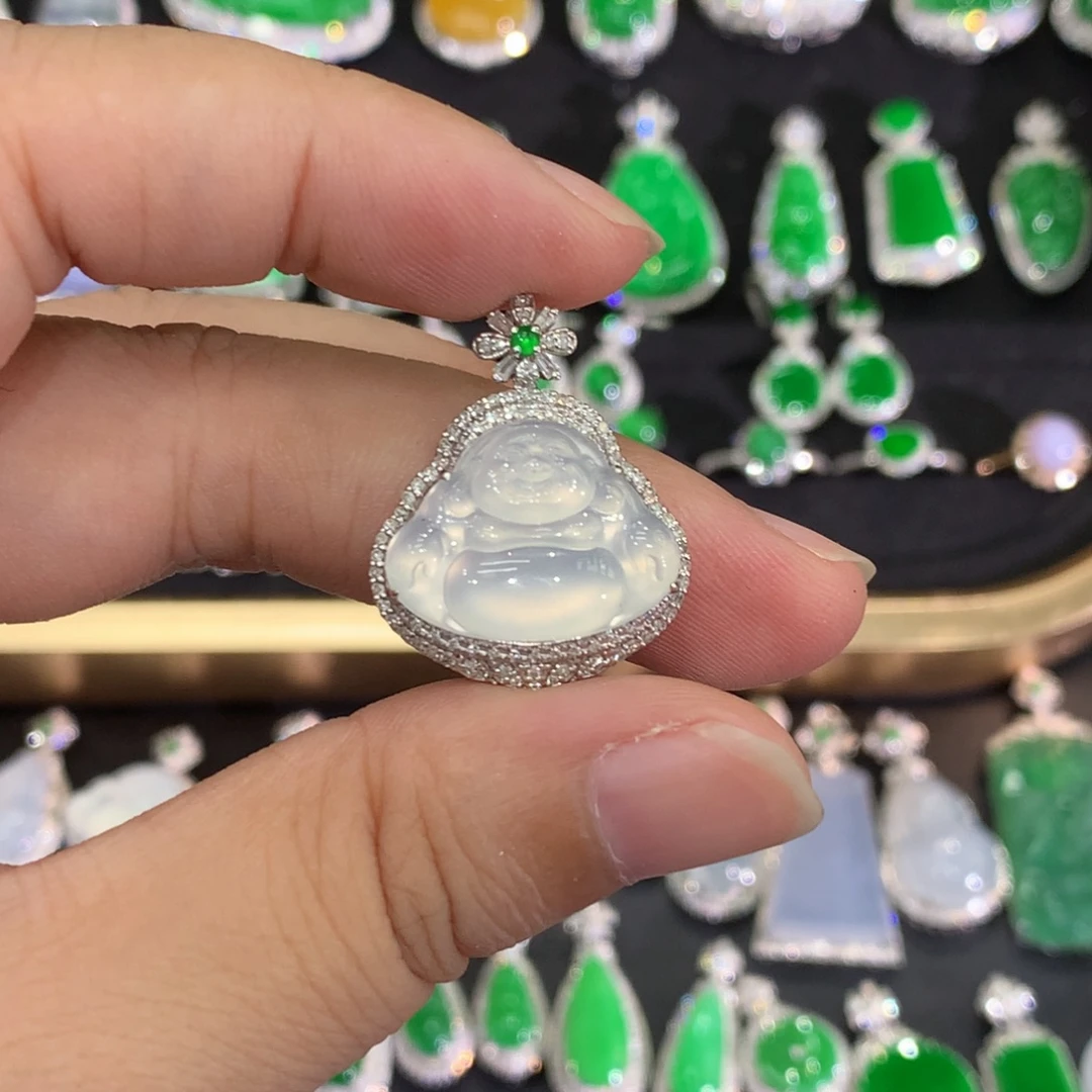 翡翠18K金镶嵌吊坠(不含链)吊坠