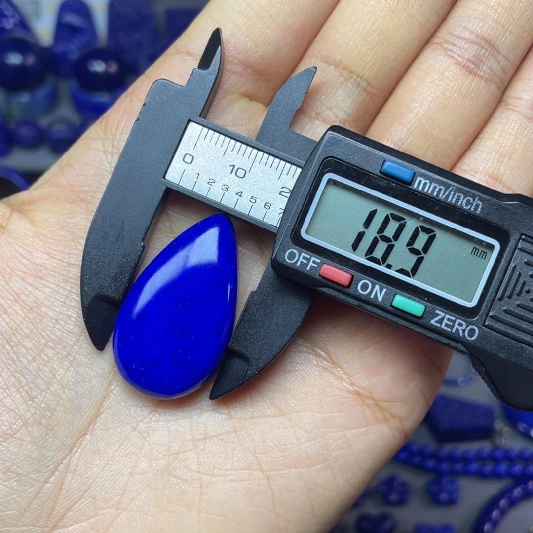 青金石未镶嵌19×33mm裸石水滴蛋面