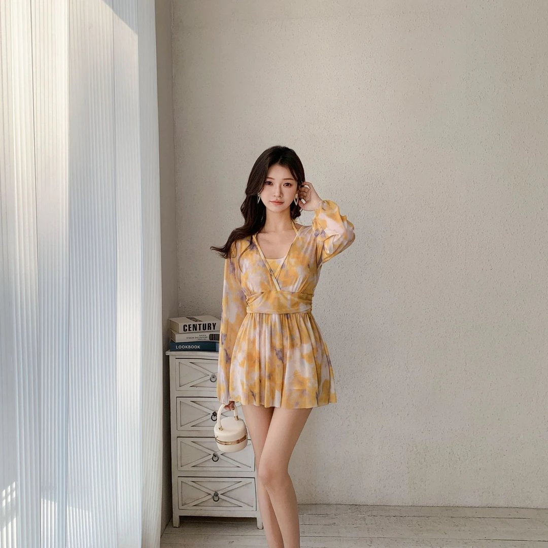 JIAYI【浮生若梦】新款保守连体显瘦遮肉温泉度假泳衣-2524