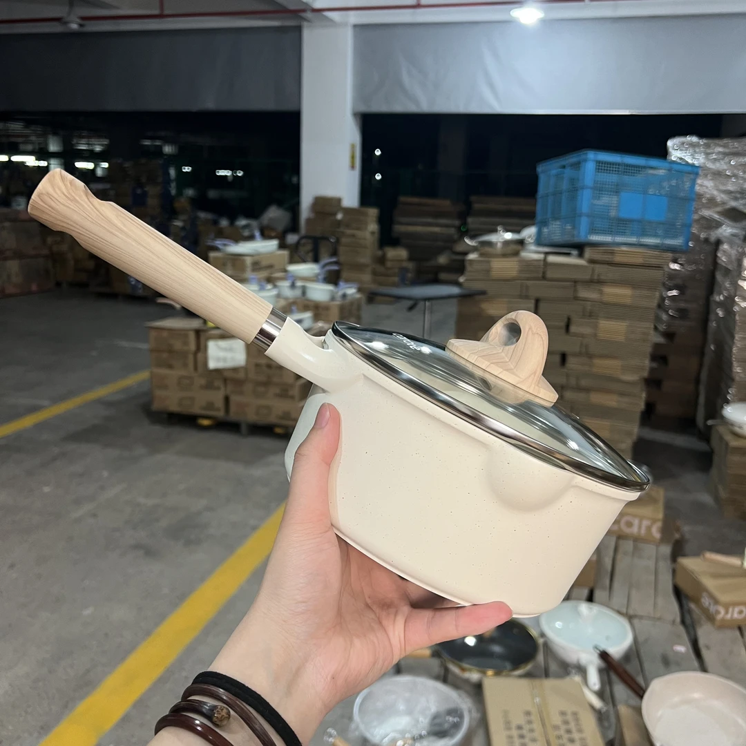 20cm小卡冰淇淋白撤柜奶锅麦饭石辅食锅不挑灶具多功能料理锅微瑕