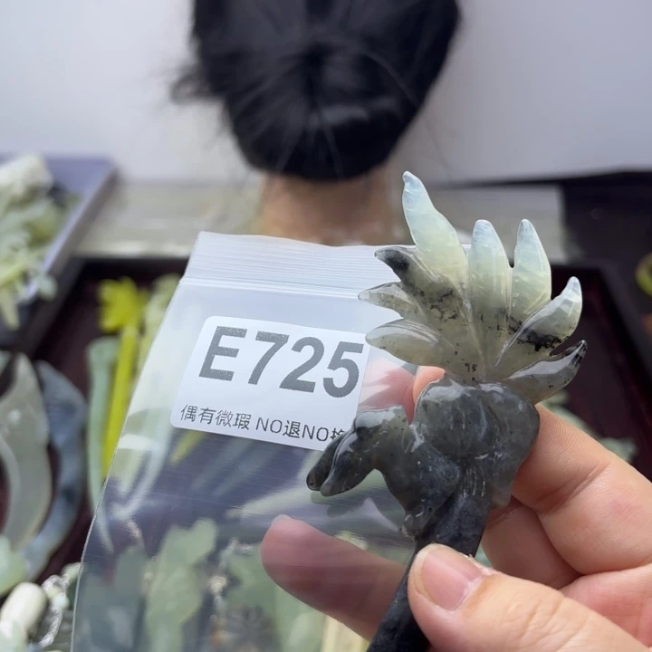 蛇纹石玉发饰合金静****舒