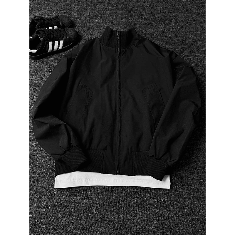 黑色短款立领外套男春秋美式cleanfit飞行员夹克高级感痞帅棒球服