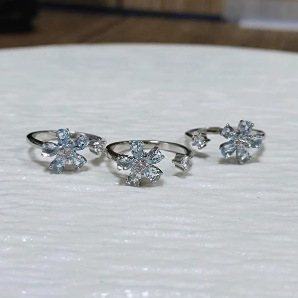 【书记甄选】天然海蓝宝戒指 多样性发一 件 2295BB