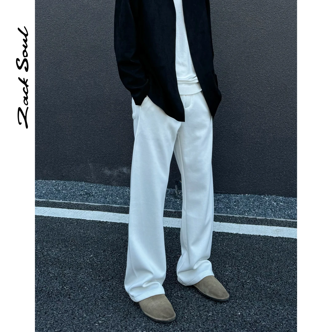 Zack校长 弯刀直筒宽松休闲裤百搭垂感潮流秋冬加厚保暖男士纯色