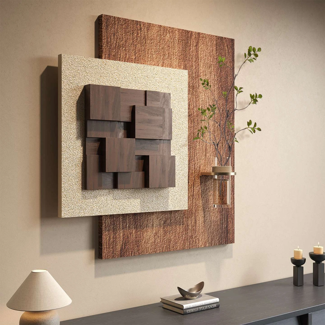 立体实木客厅装饰画高级感水培绿植沙发背景墙挂画玄关入户门壁画