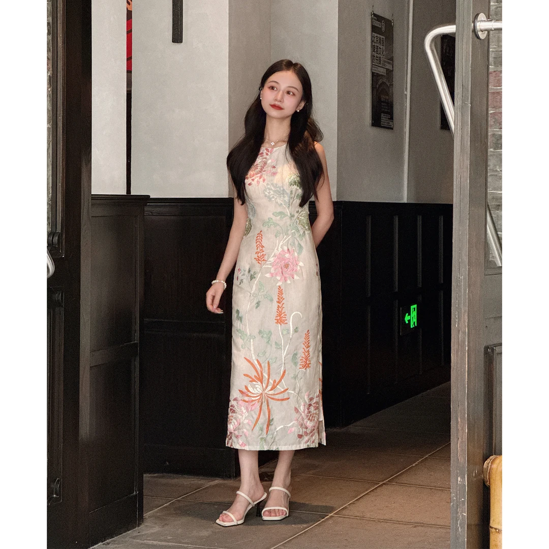 【生如夏花】小娜椒小个子气质时尚名媛设计感重工刺绣收腰连衣裙女