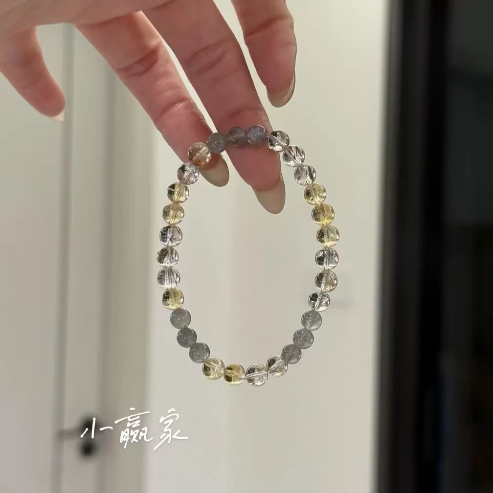 <小赢家>天然黄塔晶搭配灰月光手串 多样性发一