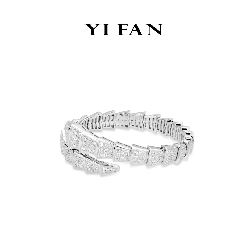 925银合成锆石手链 4451-白色满钻灵蛇豪镶百搭手镯