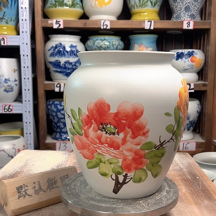 陶高26口18.5红牡丹陶瓷