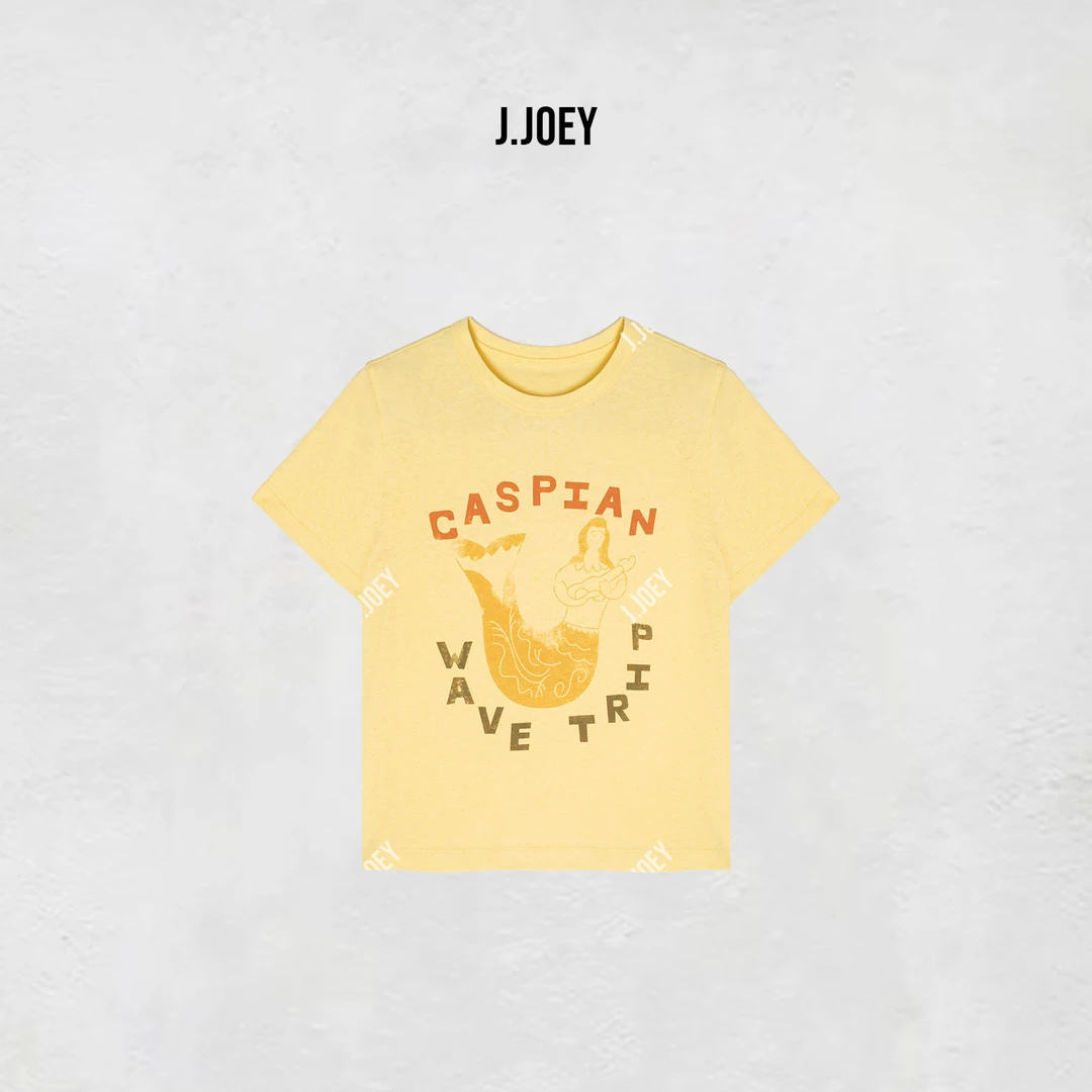 J.JOEY  ”小鸡黄“100棉时尚简约百搭圆领字母短袖T恤 0900