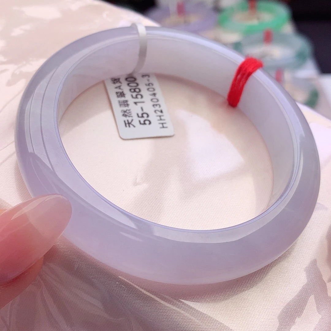 未镶嵌手镯翡翠天然A货翡翠55-56里冰外胶 粉嫩嫩19号