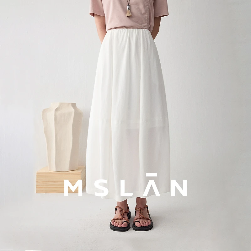 MSLAN25夏新款 莱赛尔亚麻 轻盈花苞裙呼吸感仙女裙半身裙MHBQ614