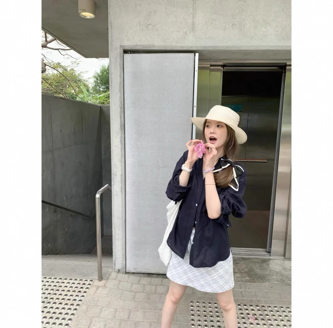 【天丝亚麻衬衫】米白/藏蓝色衬衣 665原版定制