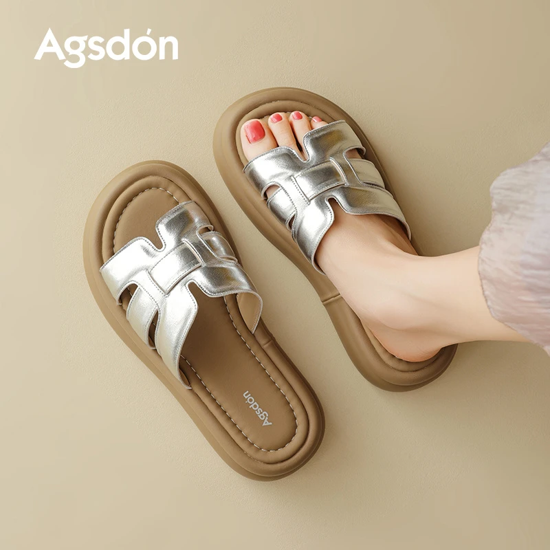 奥古狮登拖鞋女外穿夏季2025新款爆款银色高级感配裙子绝美凉拖H