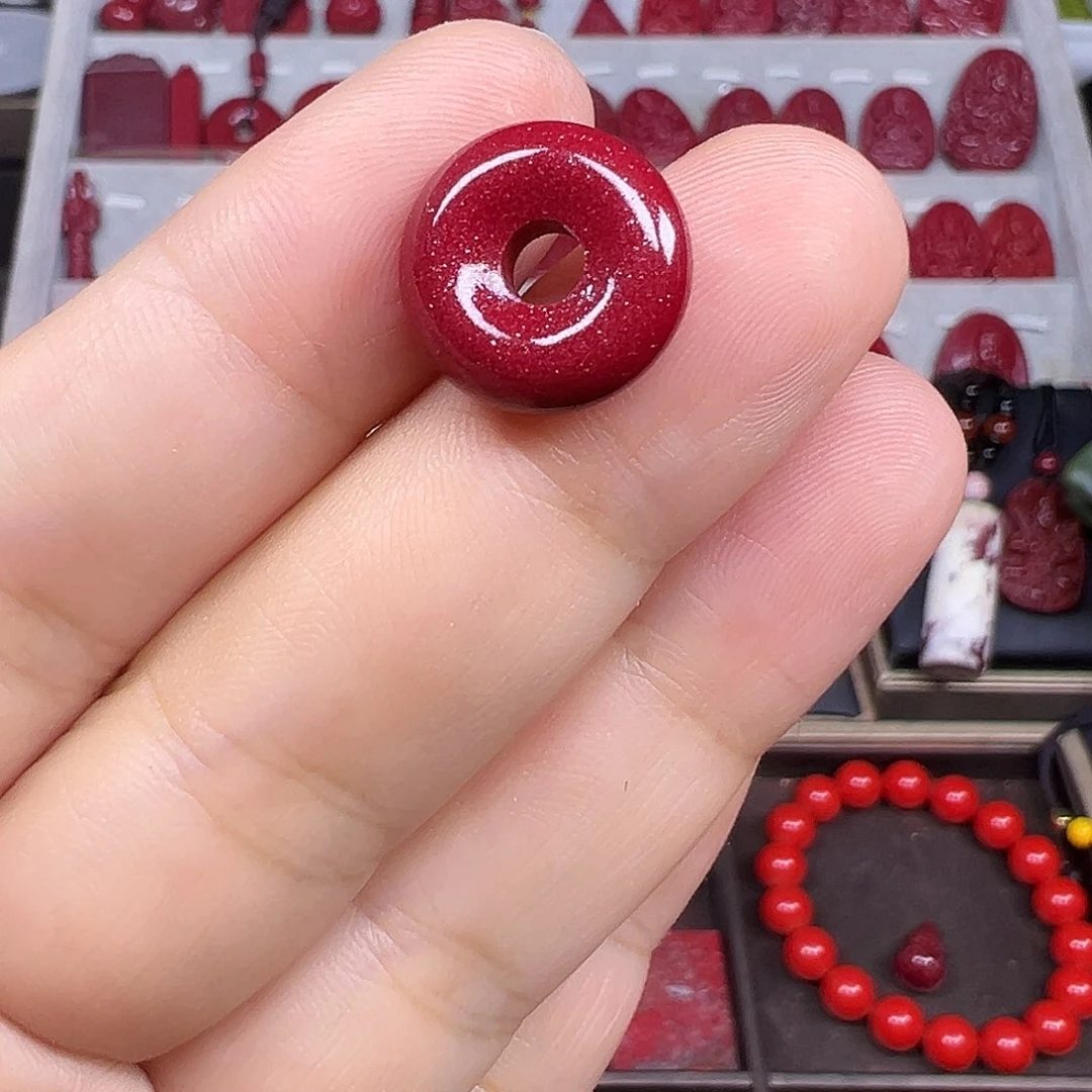 天然辰砂紫金砂平安扣