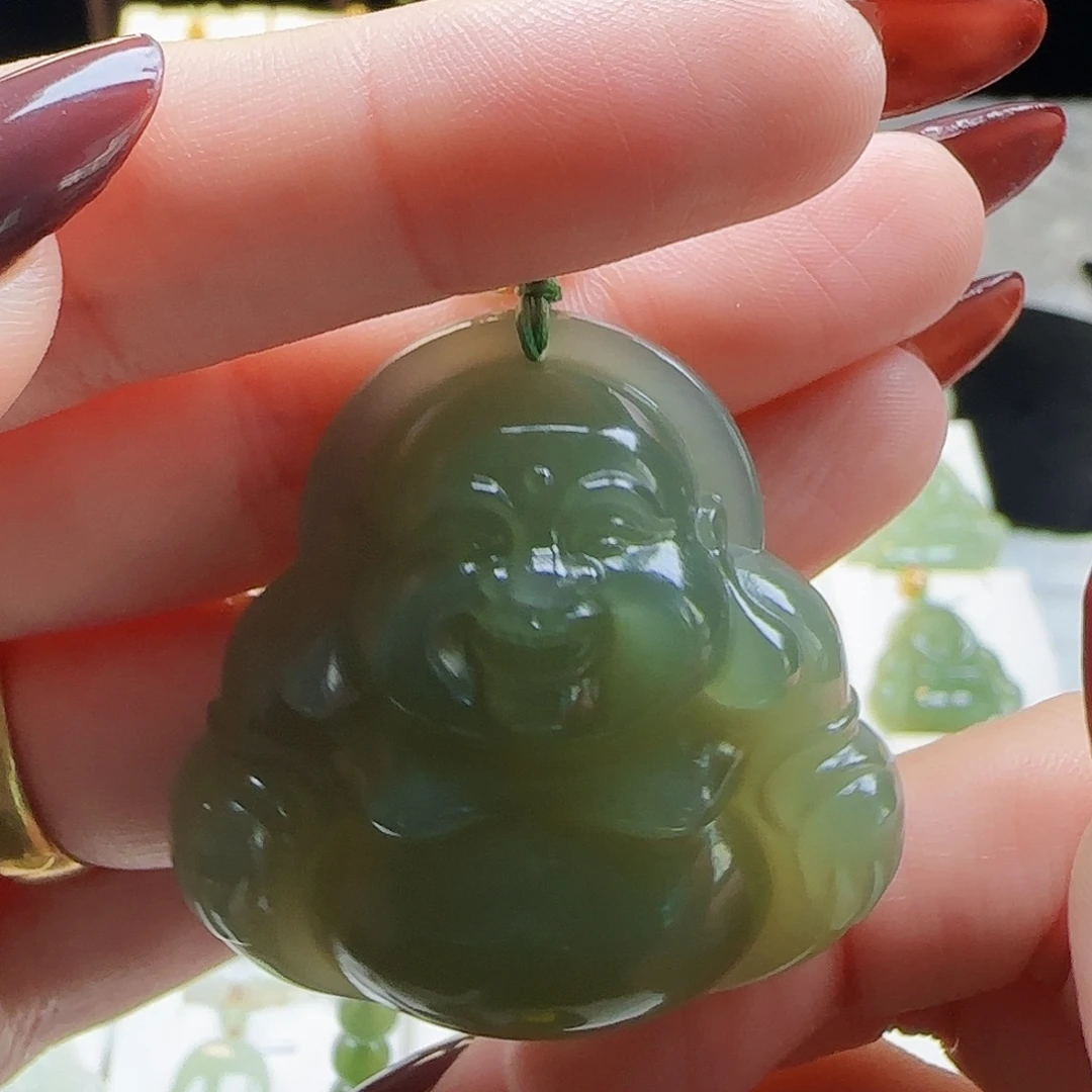 英***）和田玉18K金镶嵌吊坠(赠链)