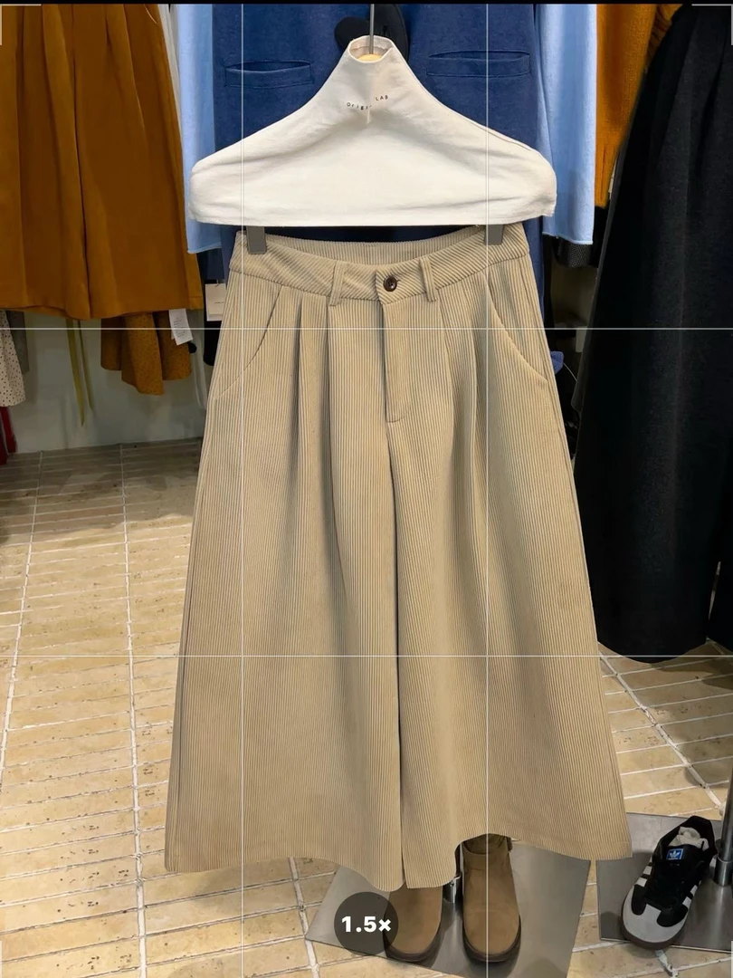 六月家 秋冬小个子灯芯绒阔腿裤