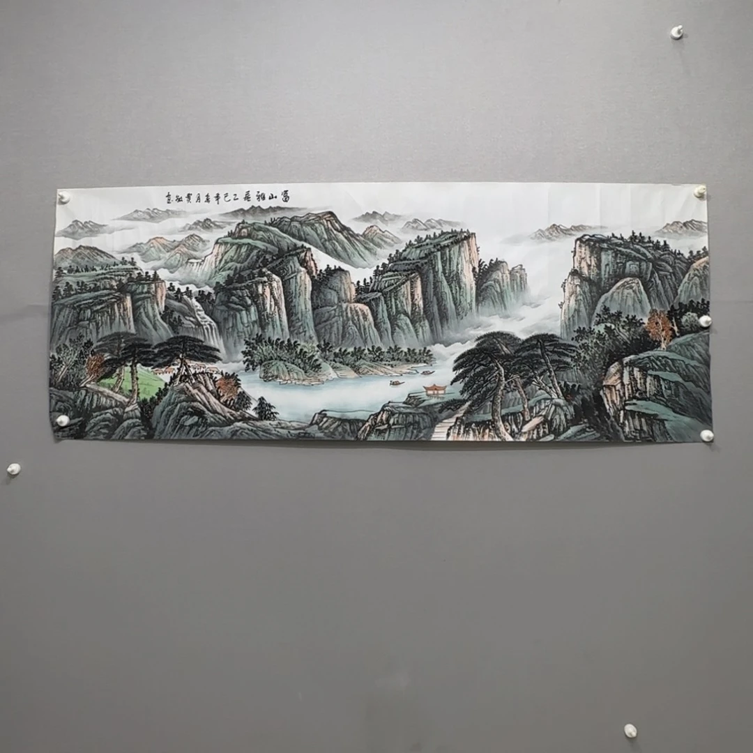 国画横幅六尺精品山水贾敏
