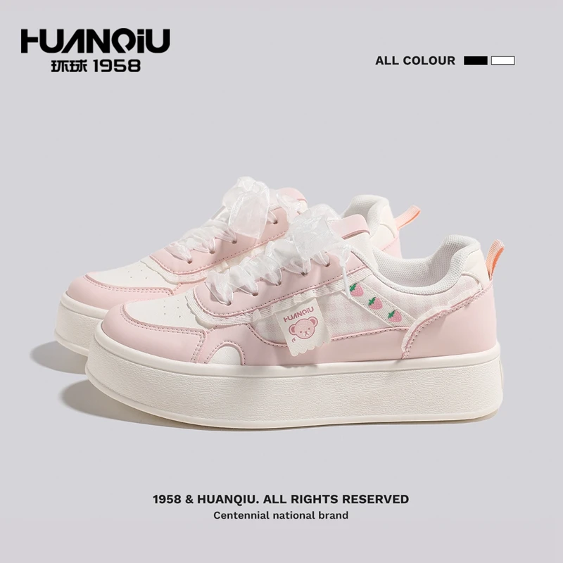 环球厚底学生潮板鞋女款秋季2025新款百搭小众小白鞋轻便休闲鞋女