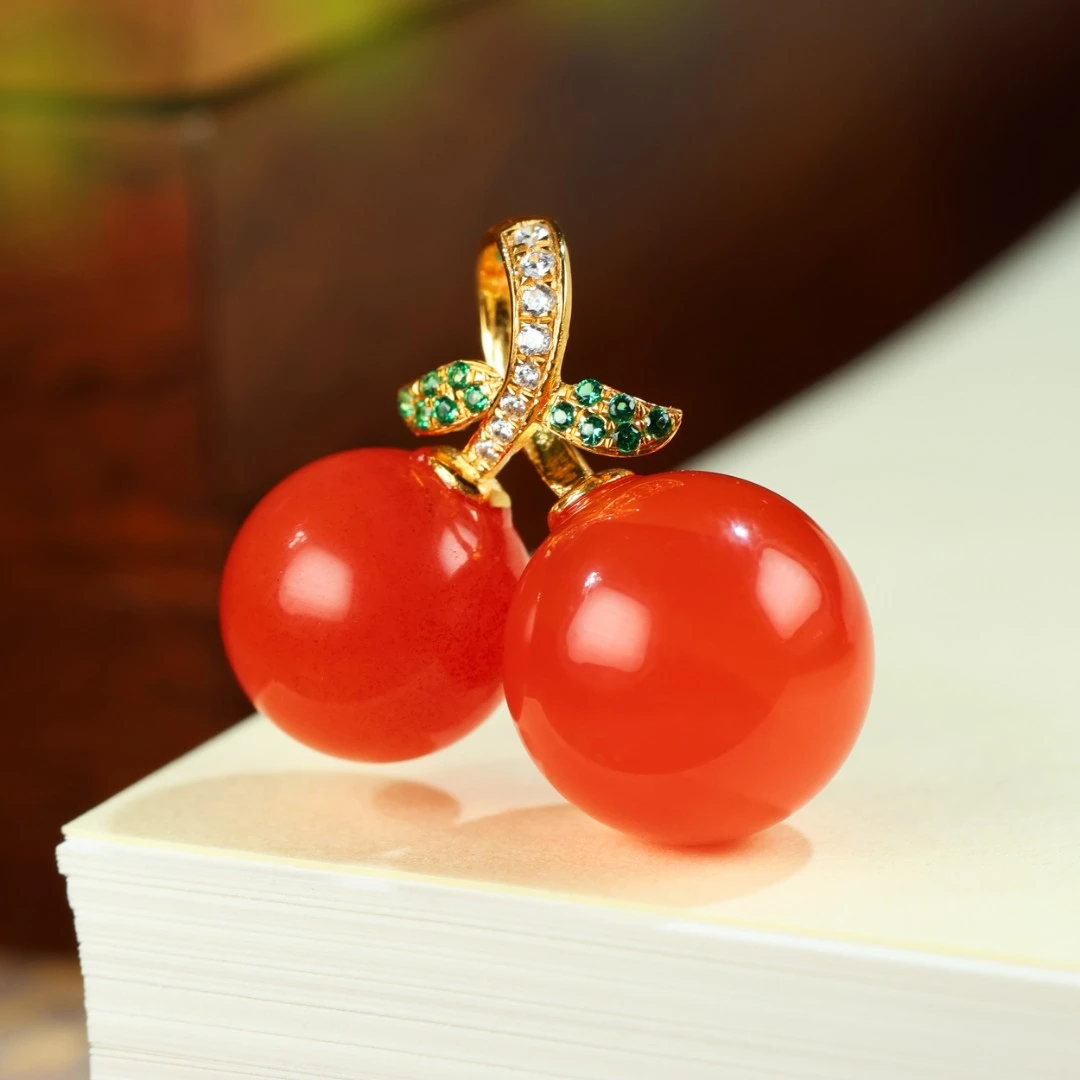 红了樱桃/18K金南红吊坠