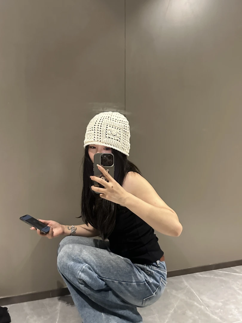 初秋！镂空冷帽针织帽女韩系显头小氛围感