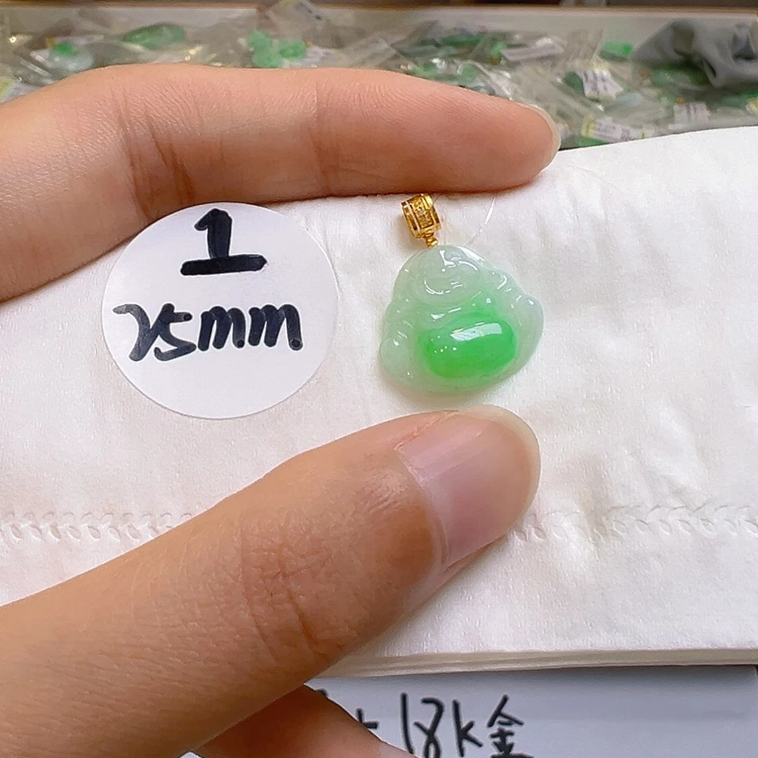 翡翠18K金镶嵌吊坠(不含链)翡翠