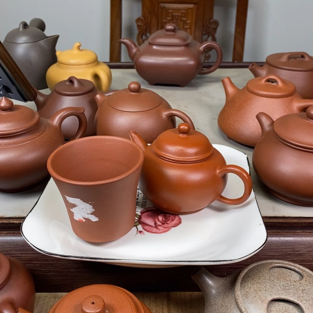 紫泥茶壶爱**兵160mL，半手工艺，赵庄朱泥