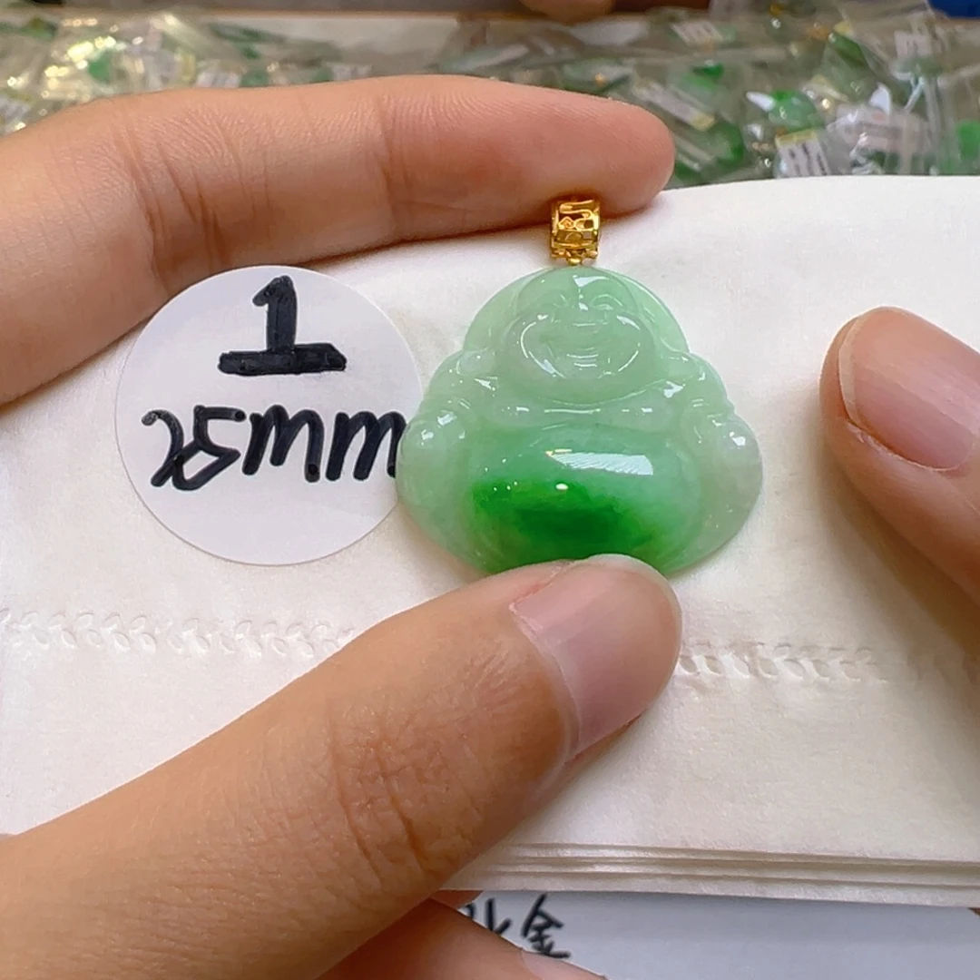 吊坠(不含链)18K金镶嵌翡翠