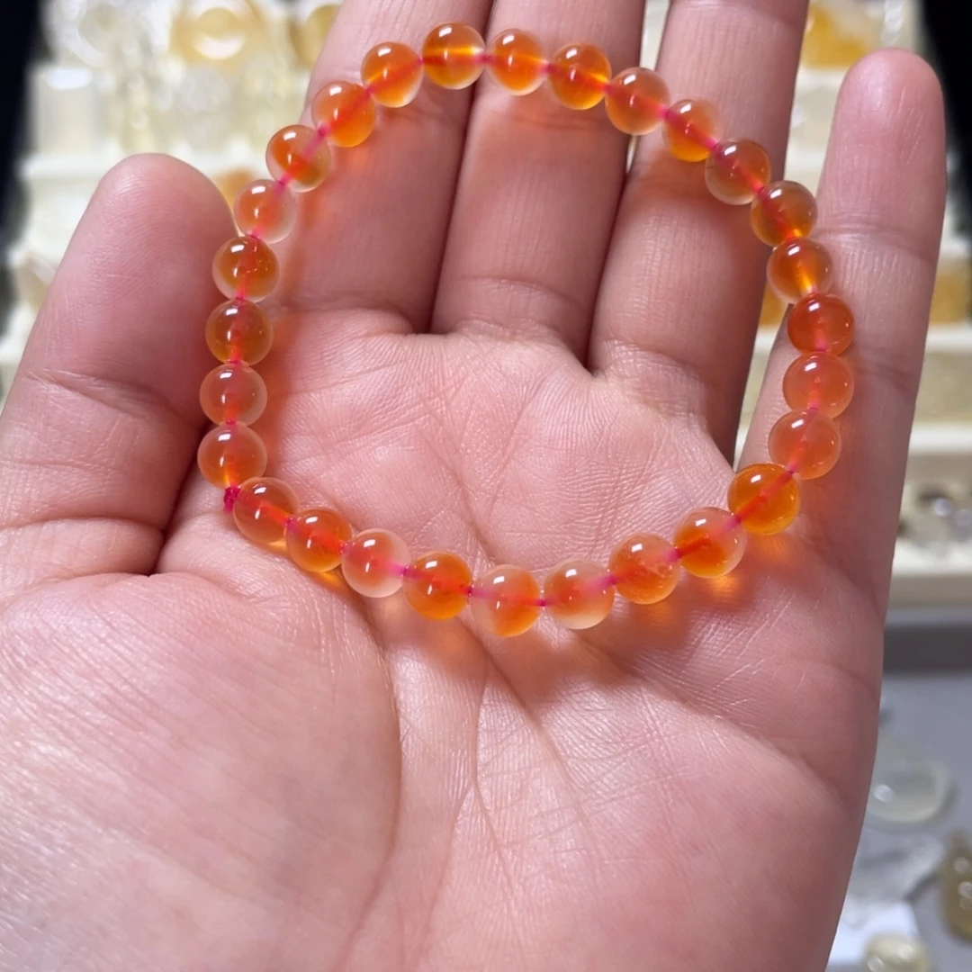 未镶嵌手链玛瑙/玉髓微瑕6m糖心手串，不退不换