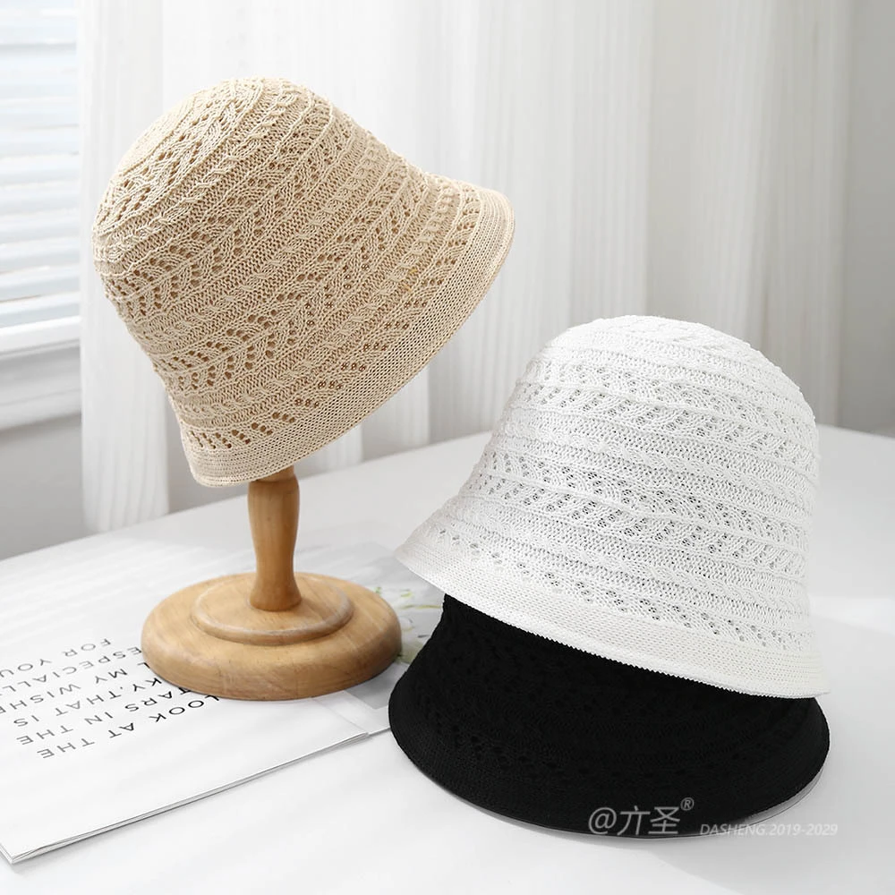 202春季新款日系镂空防晒渔夫帽女休闲百搭圆顶小清新时尚盆帽潮