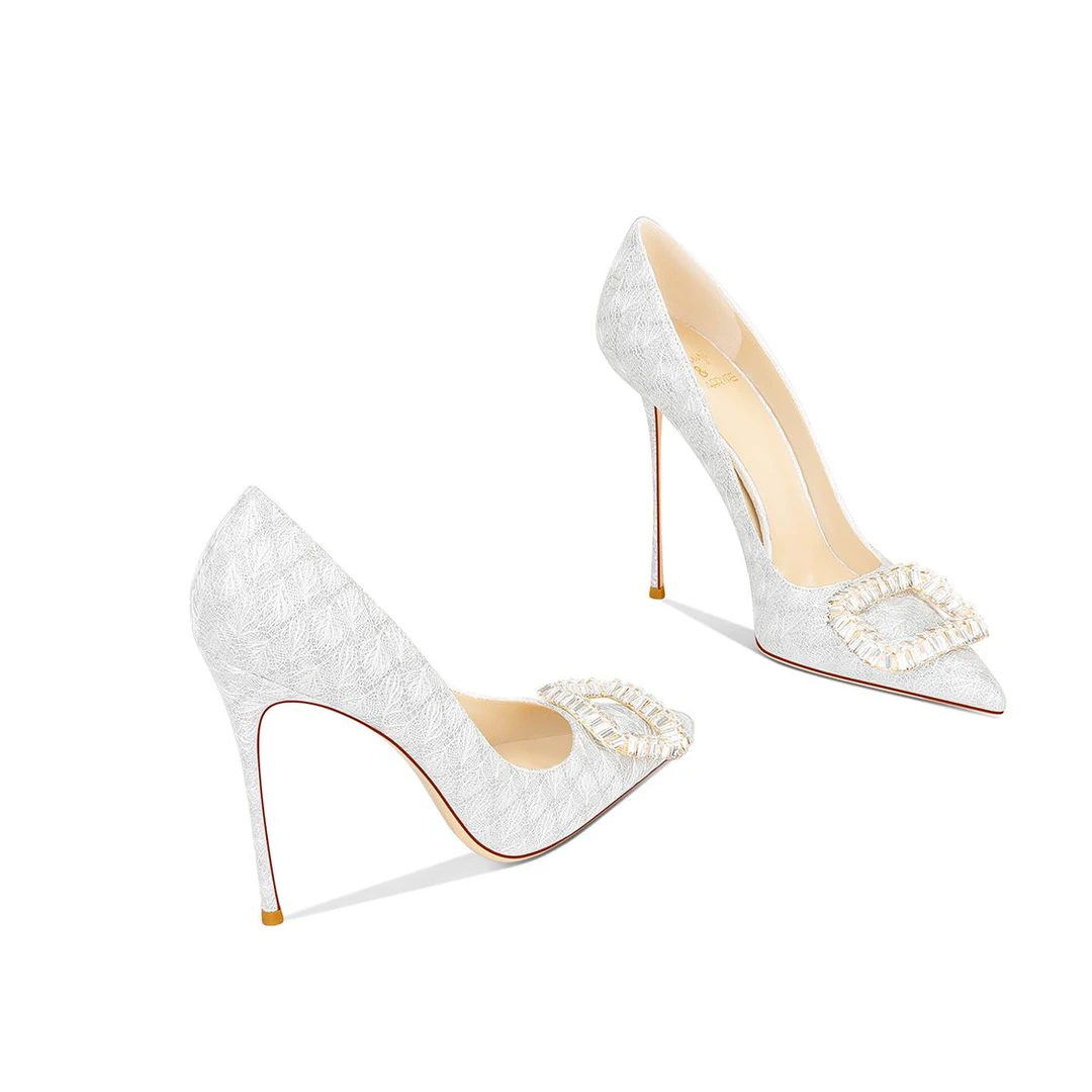 高跟鞋女2025爆款洋气银色水钻小众气质春秋新款尖头细跟百搭单鞋