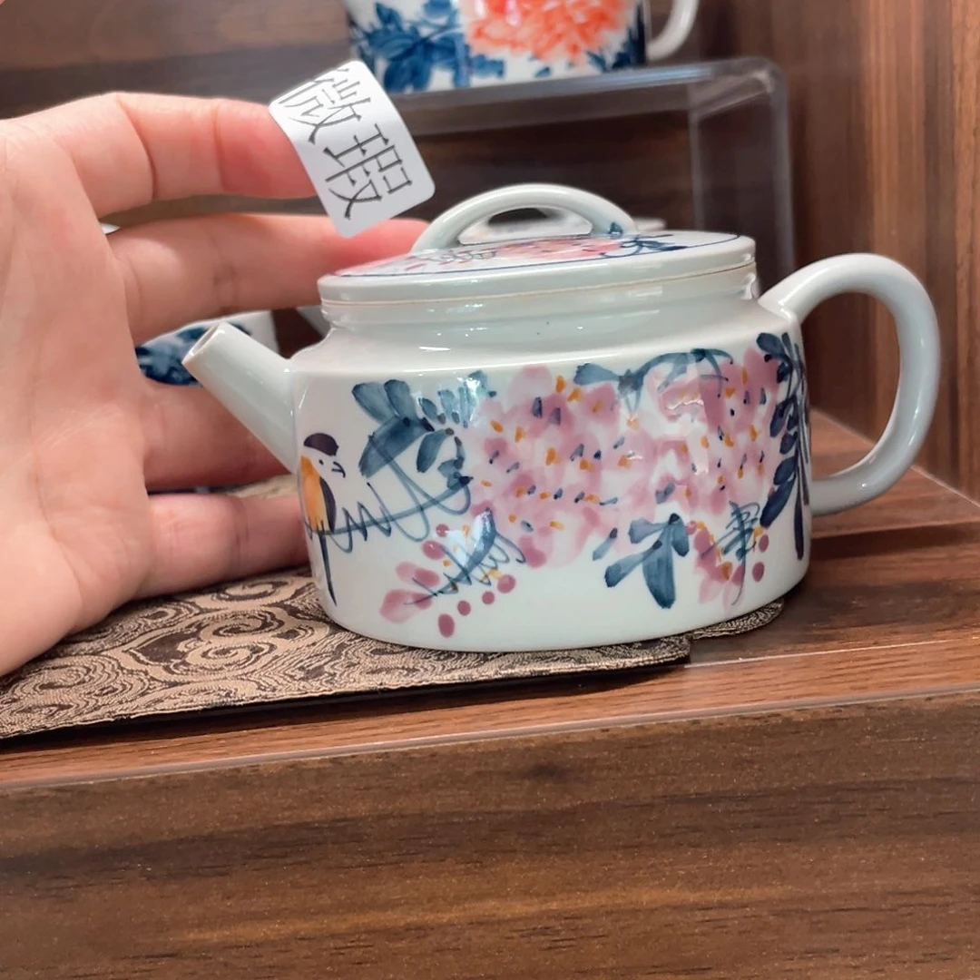 釉下手绘茶具微瑕