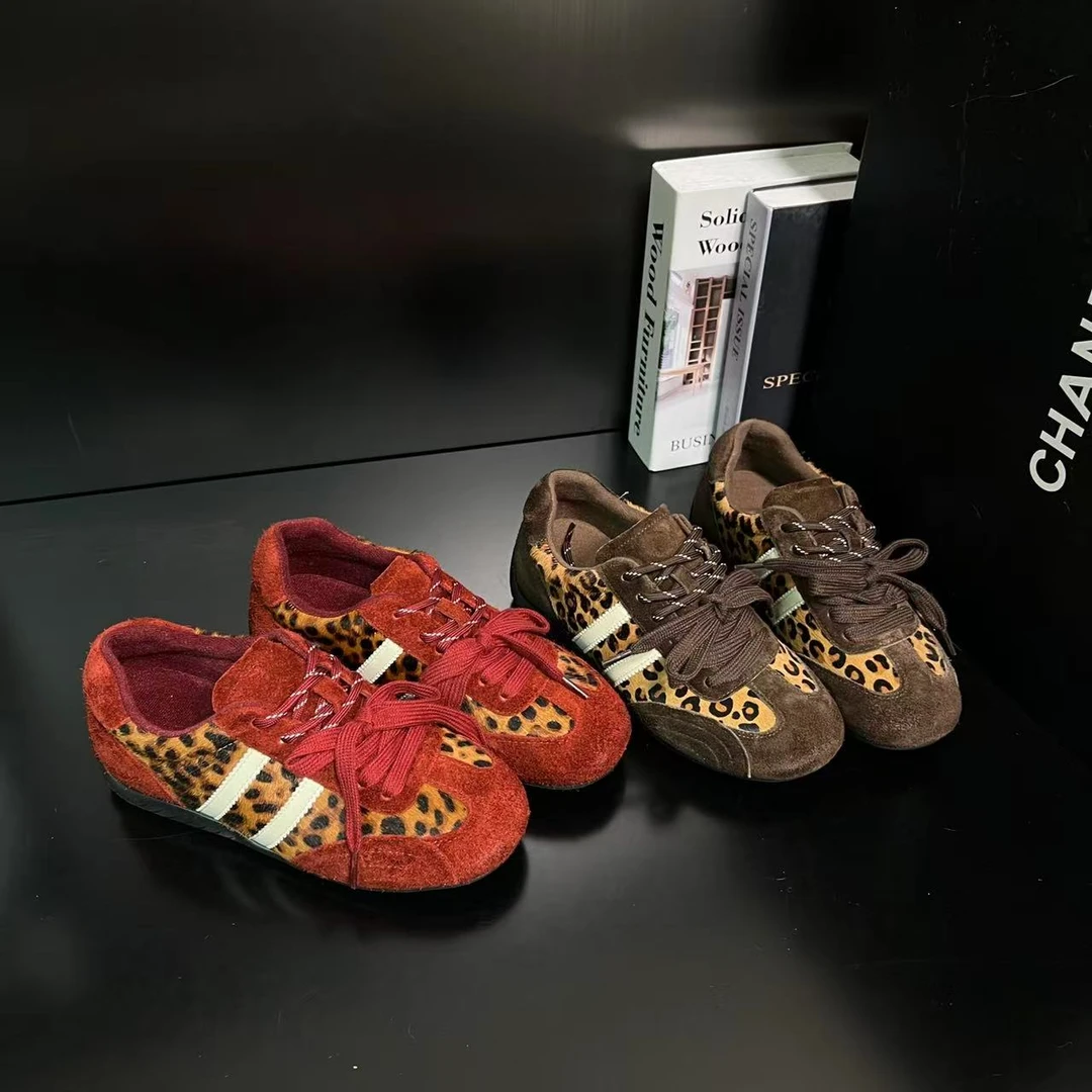 【入冬热颂】加绒复古豹纹德训鞋女潮百搭轻便软底时尚休闲鞋5232