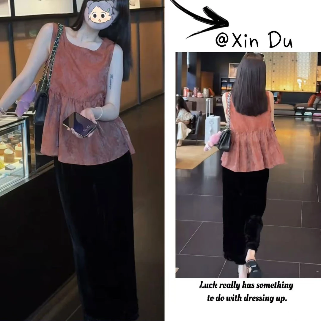 2025夏季新款时尚显瘦气质女士网红洋气两件套百搭款D21729