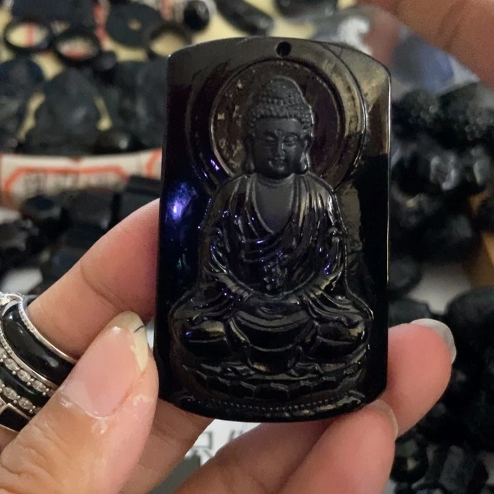 翡翠未镶嵌颈饰大日如来墨翠