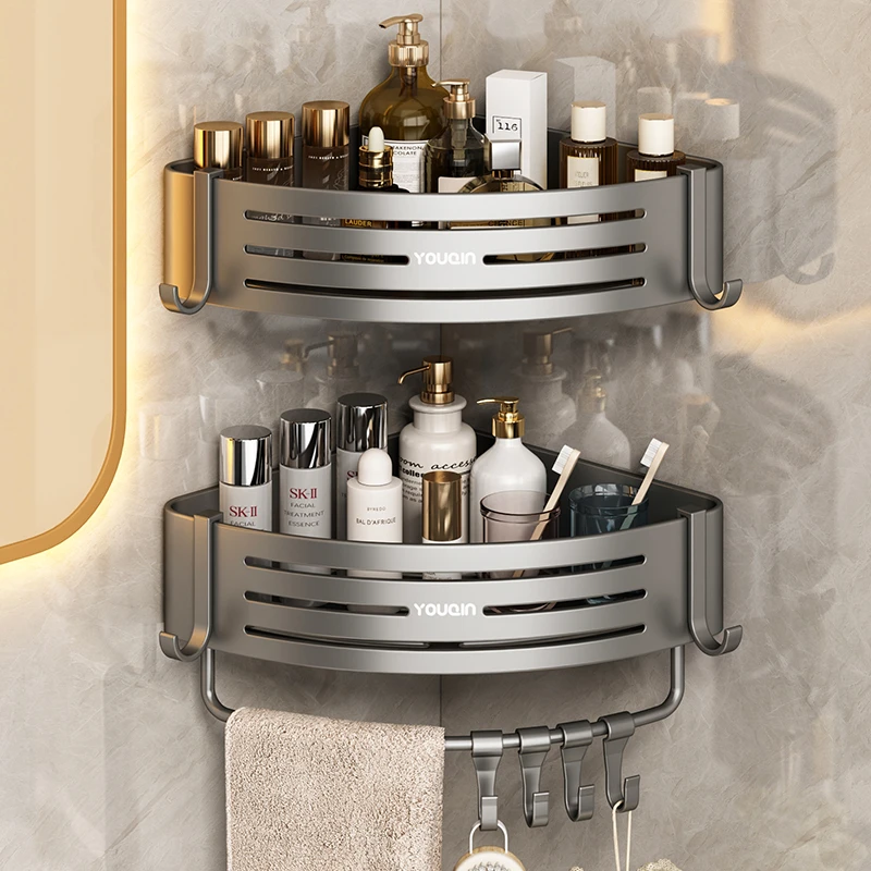 优勤浴室置物架免打孔卫生间三角篮淋浴房厕所收纳沐浴露洗手架子