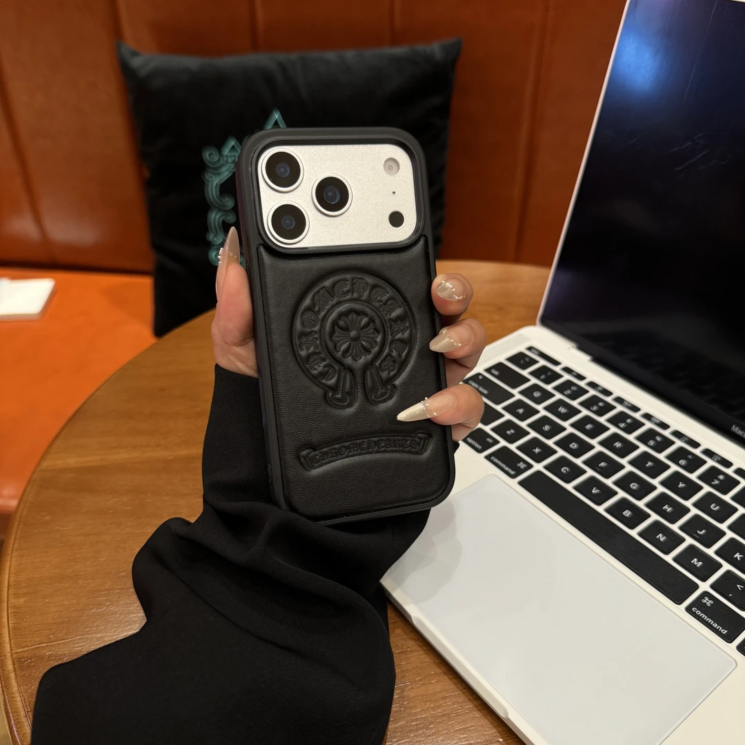 潮牌压花适用苹果17promax手机壳16Pro防摔15皮质14高级13耐磨17