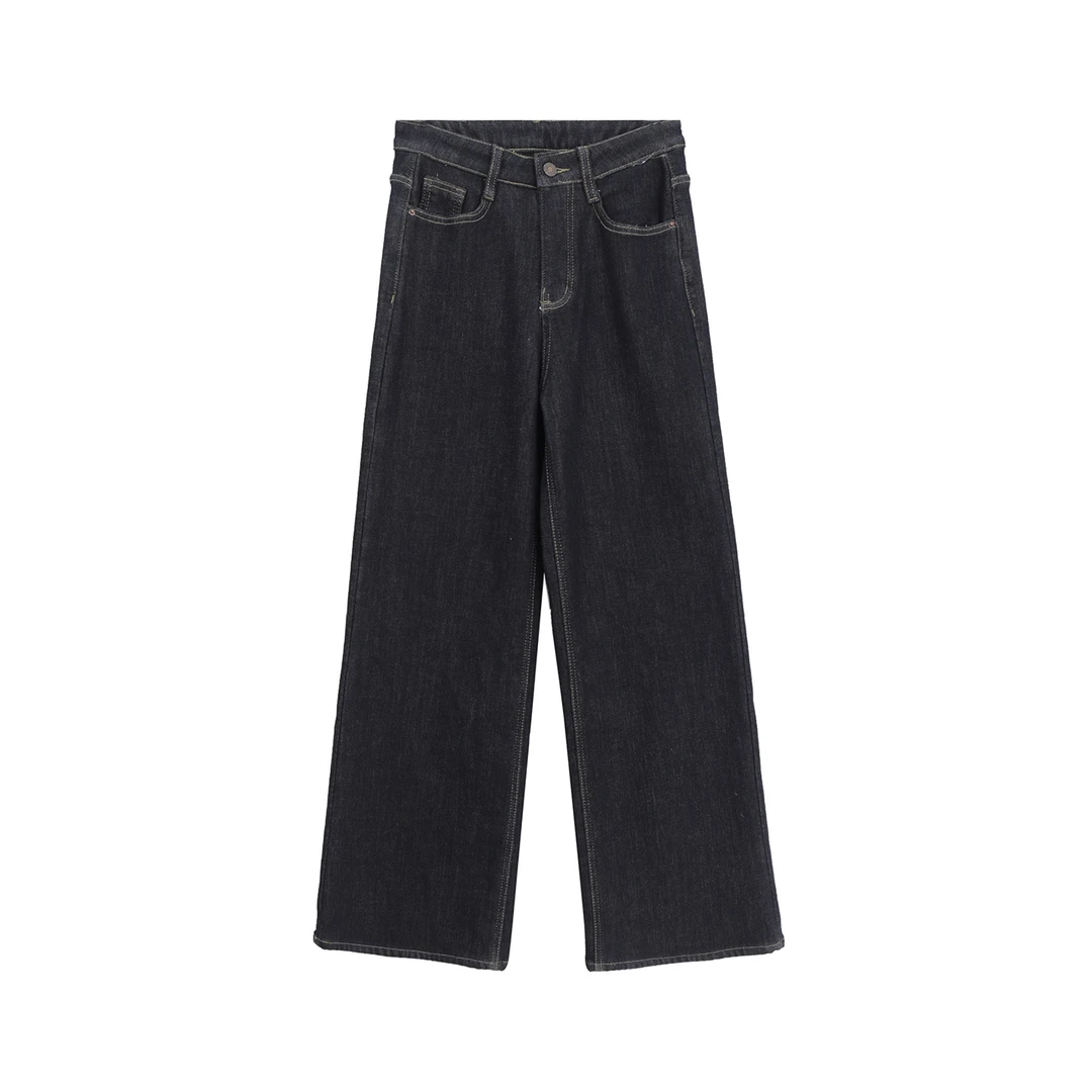 新款高腰垂感加绒复古直筒阔腿休闲裤X27847