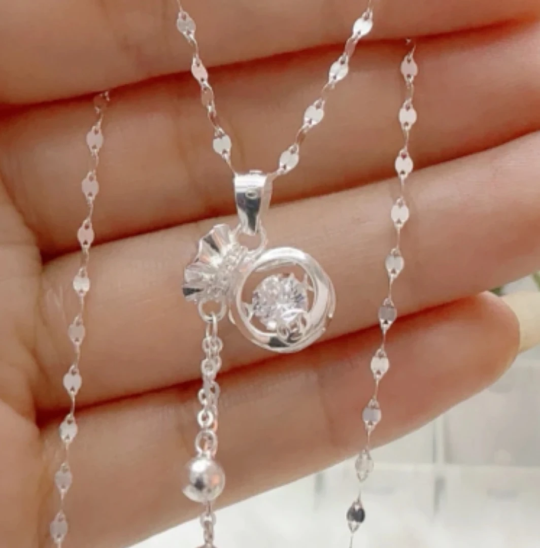 坠链均足银 足银990银钱多多钱袋子➕孔雀链项链百搭