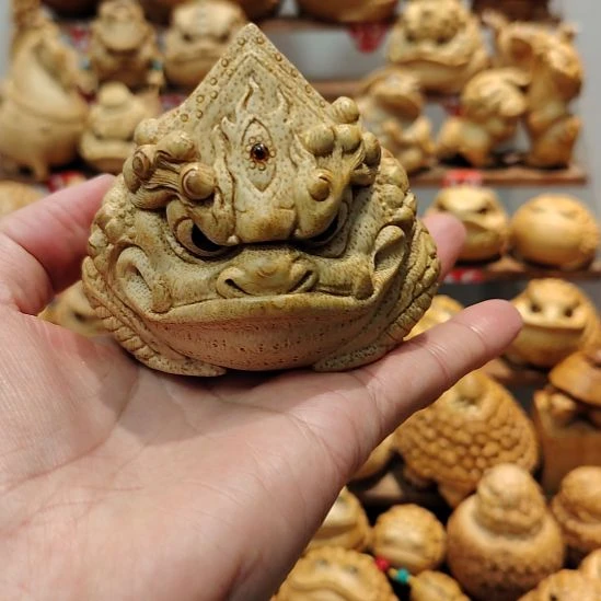 开***心竹竹根雕三足金蟾