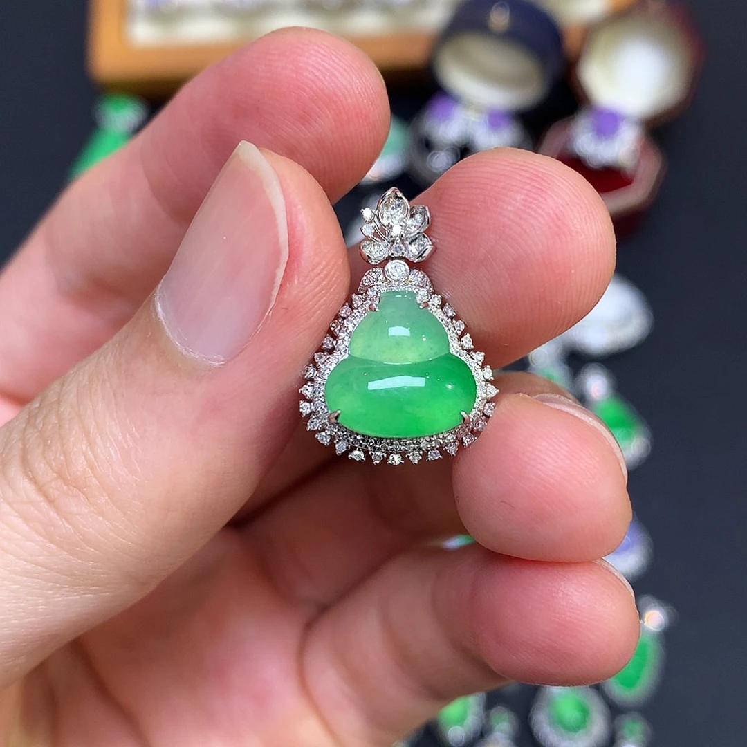 翡翠18K金镶嵌吊坠(不含链)