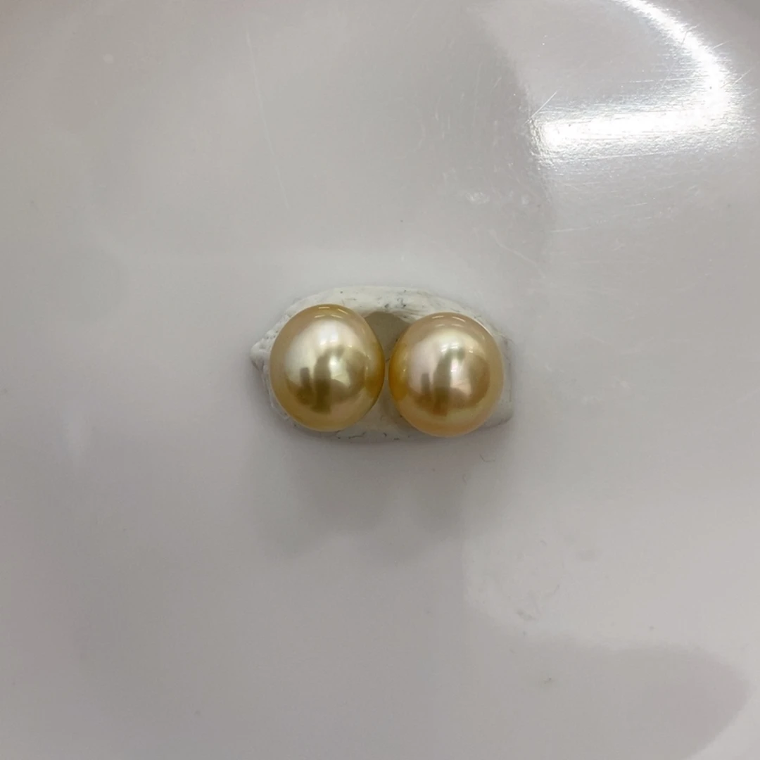 海水珍珠裸珠金珠对珠10.5-10.6mm