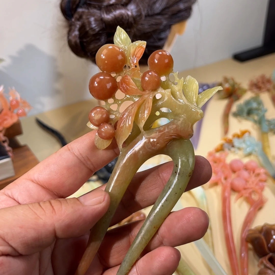 蛇纹石玉合金发簪